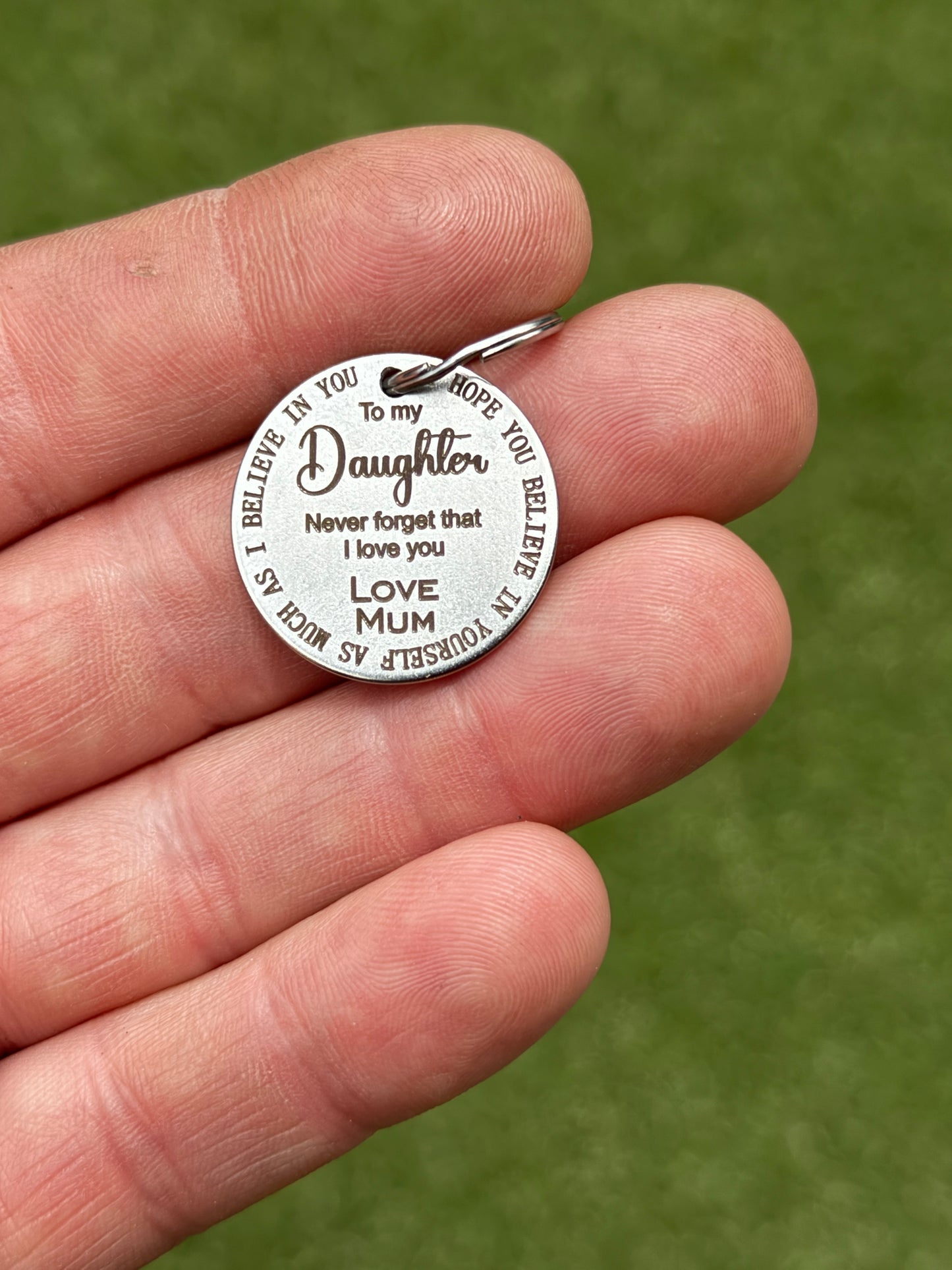Son and Daughter Laser engraved key tags