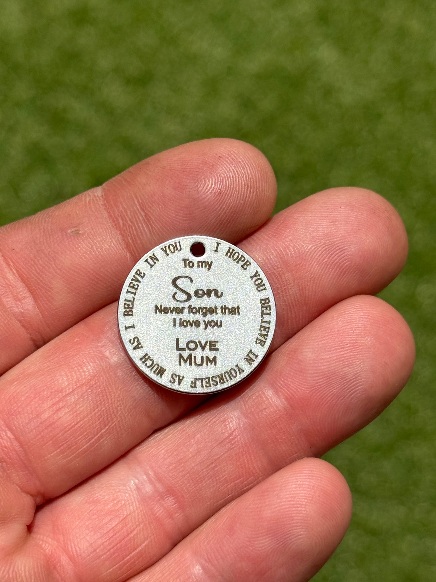 Son and Daughter Laser engraved key tags