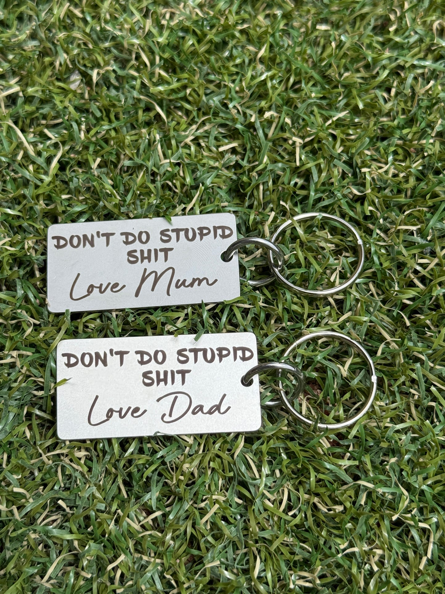 Son and Daughter Laser engraved key tags
