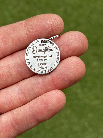Son and Daughter Laser engraved key tags