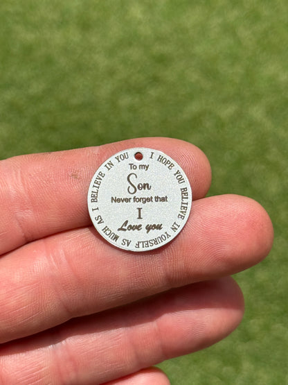 Son and Daughter Laser engraved key tags