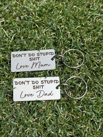 Son and Daughter Laser engraved key tags