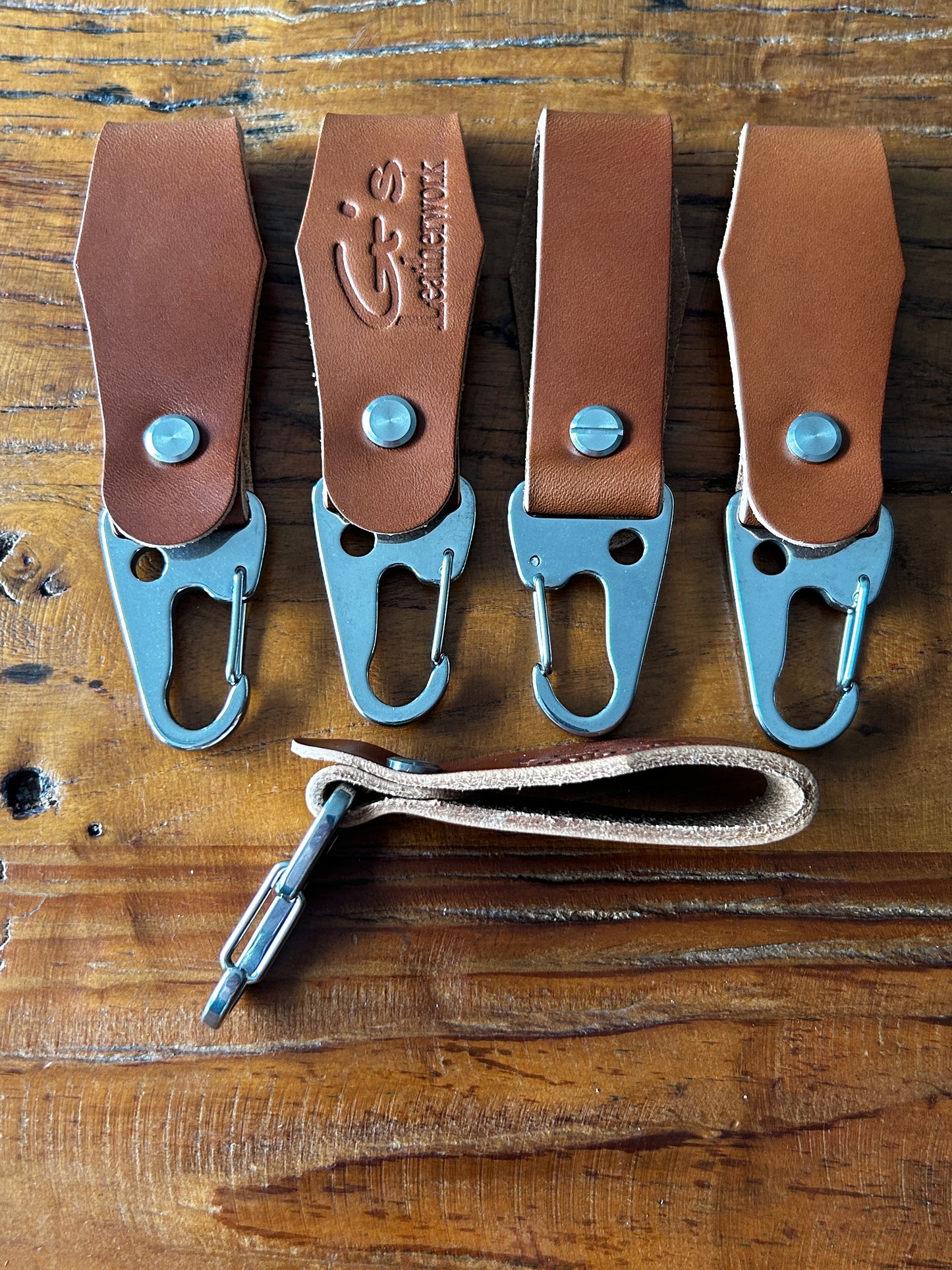 Leather belt hanger key fob.