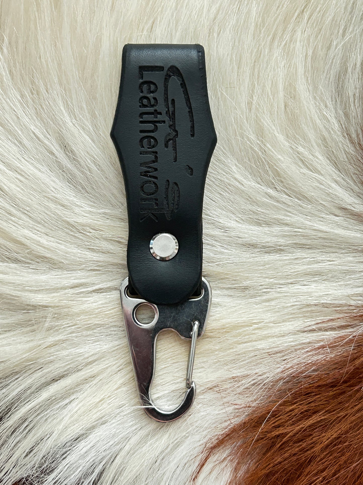 Leather belt hanger key fob.