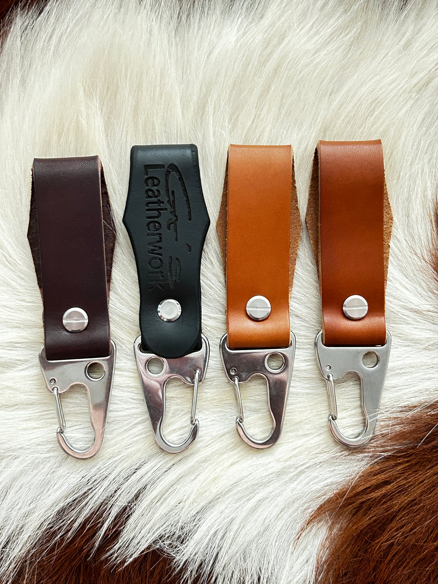 Leather belt hanger key fob.